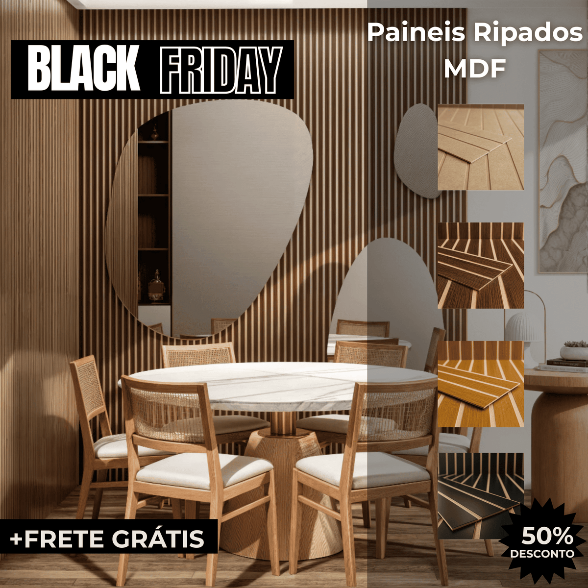 Revestimentos Ripados Placa Painel decorativo MDF
