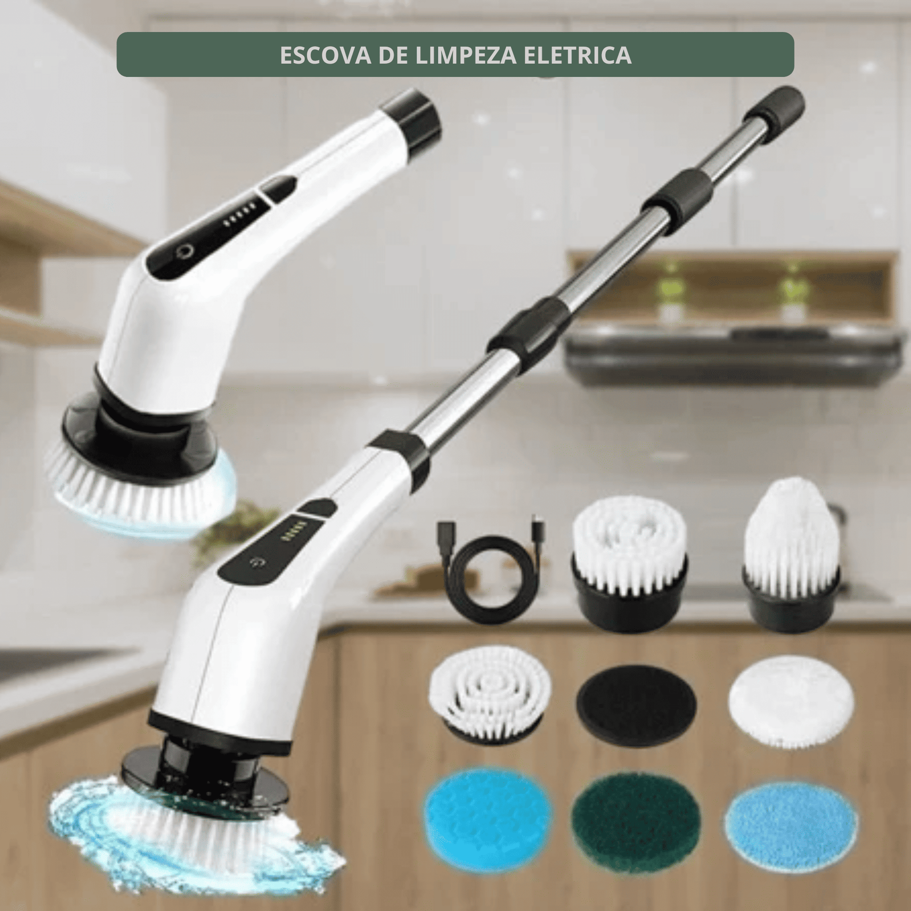 Escova Elétrica Multiuso 9 em 1 – Limpeza Sem Esforço CleanPro