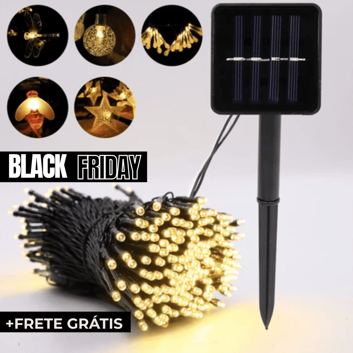 Luz de Natal Led LumiSolar™ – Pisca-Pisca Solar para Casa, Jardim e Árvores