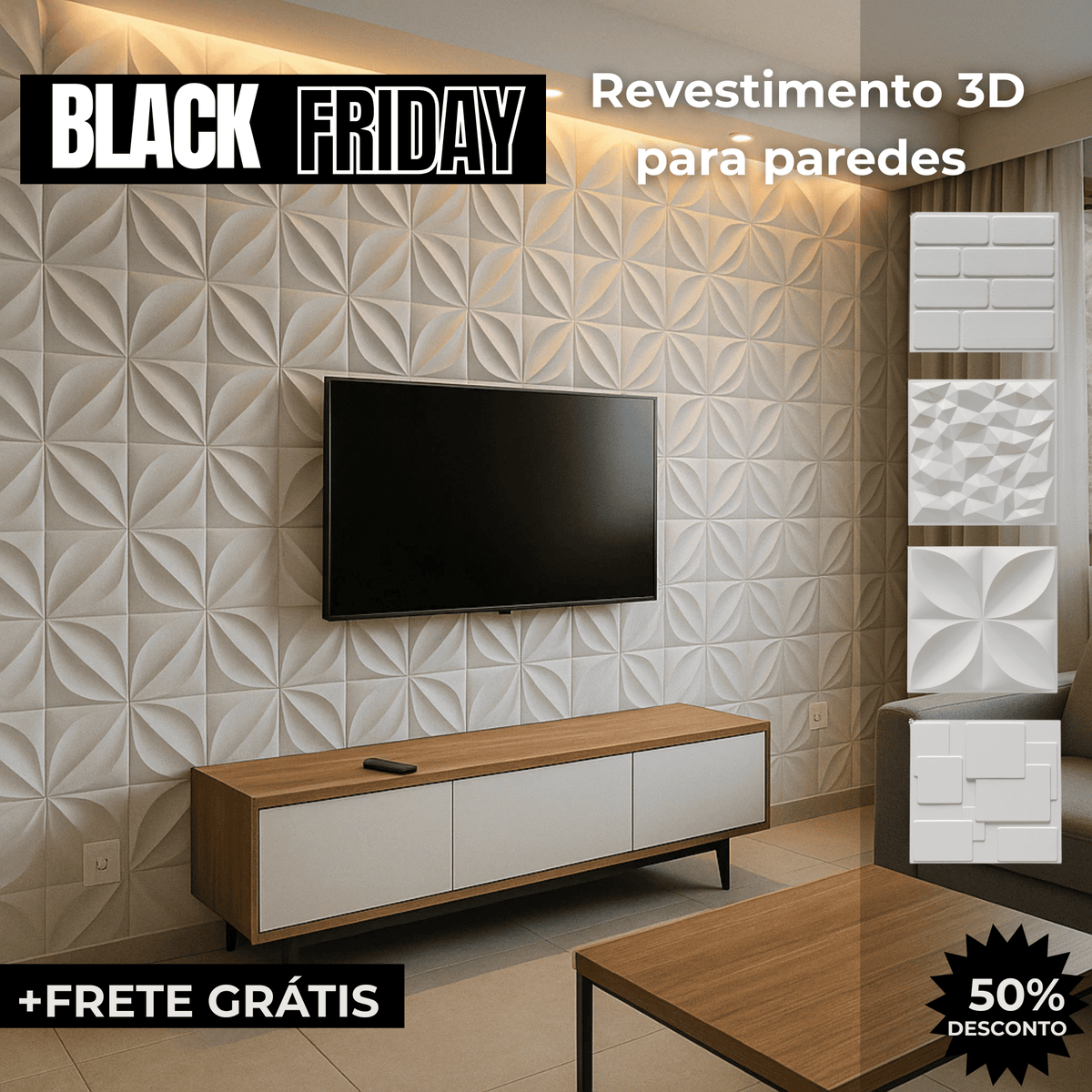 Revestimento Premium de Parede 3D – PVC